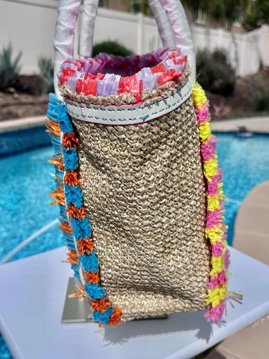 Sophia Webster Taya Raffia Multi-Colored Tote - Picture 7 of 16